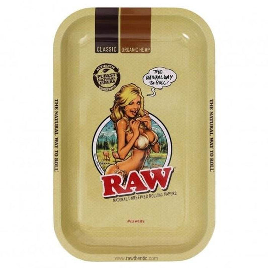 Raw Bikini Girl Metal Rolling Tray 18cm X 12.5cm